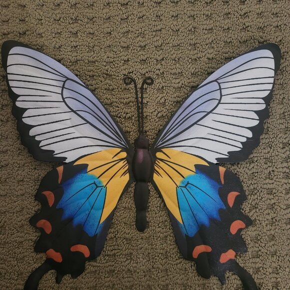 Yellow/Blue Swallowtail Metal Butterfly, Dim: 14" L x 12.5" H - Picture 3 of 3